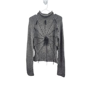 Voyage Women's Wool Blend Applique Front Turtleneck Sweater Gray- 14